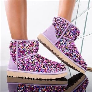 sequin ugg style boots